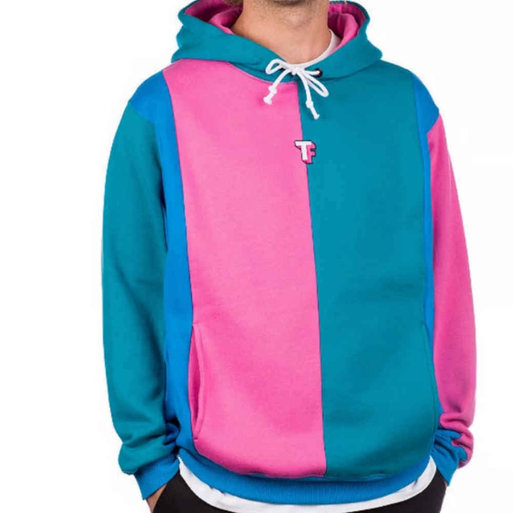Teddy Fresh Love Colorblock Pink And Blue Hoodie Limited Edition Medium